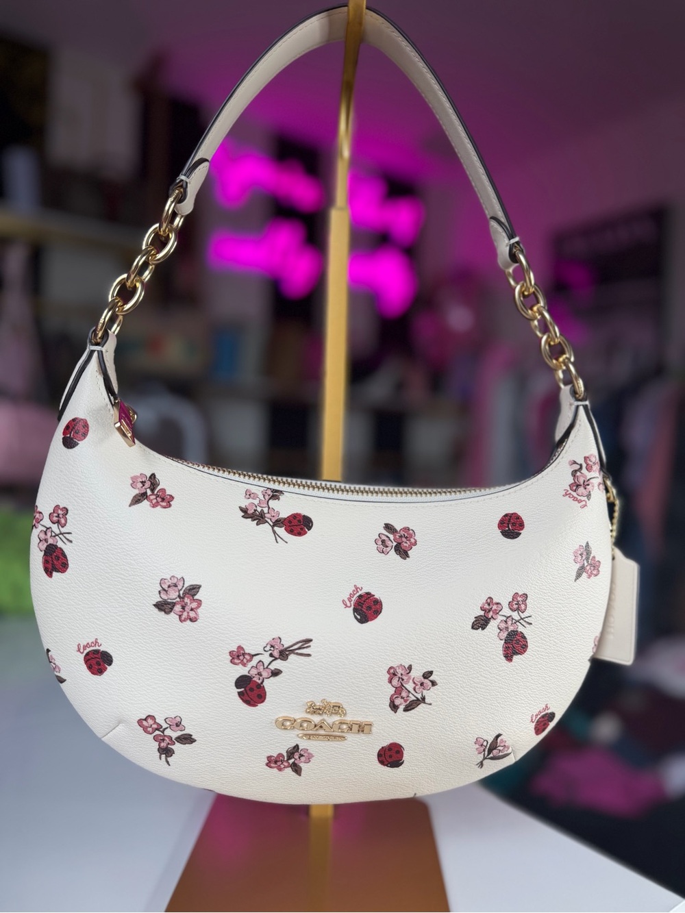 Coach Payton Hobo CU270 Ladybug Floral Gold Chalk Multi Shoulder Bag